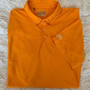 Mens athletic Under Armour Polo Shirt size large loose fit orange rt. $65